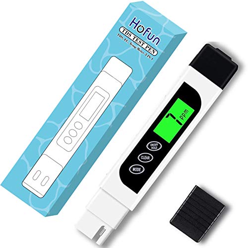 Water Tester Digital TDS Meter - Hofun TDS, EC e medidor de temperatura 3 em 1, 0-9999 ppm preciso, medidor PPM para teste de água potável, café, piscina, aquário, sistema RO / DI, hidroponia