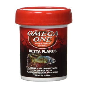 O melhor alimento em flocos: flocos ômega um de Betta